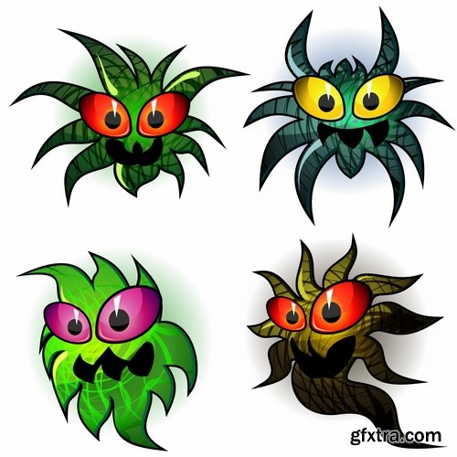 Collection of vector picture cartoon microbe virus 25 EPS