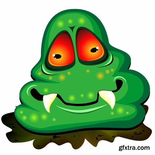 Collection of vector picture cartoon microbe virus 25 EPS