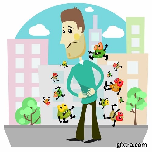 Collection of vector picture cartoon microbe virus 25 EPS