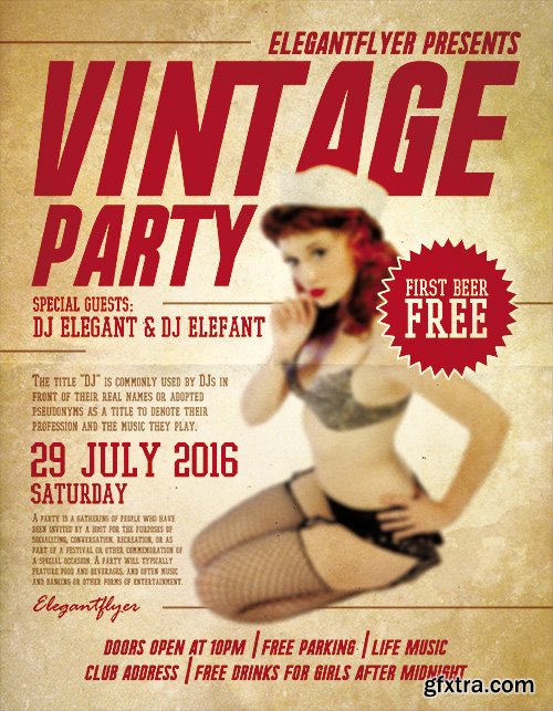 Vintage Party Flyer PSD Template + Facebook Cover