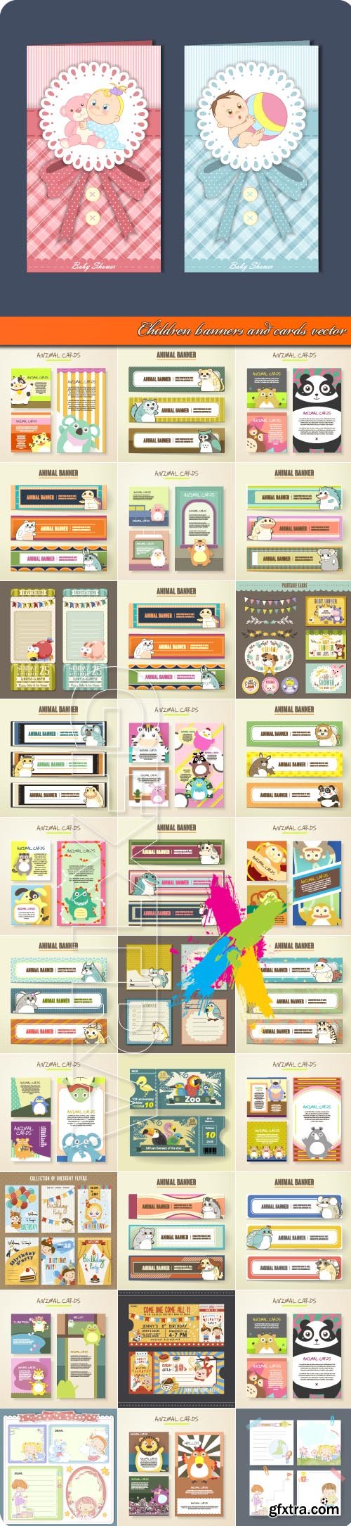 Children banners and cards vector