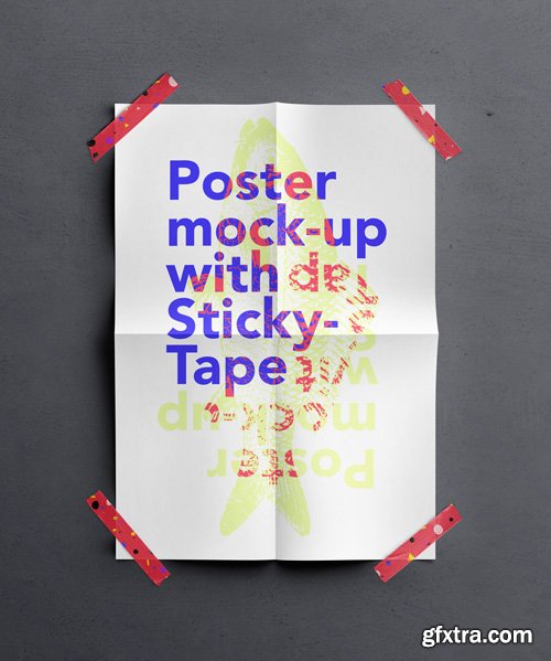 Scotch Tape Psd Poster Mockup