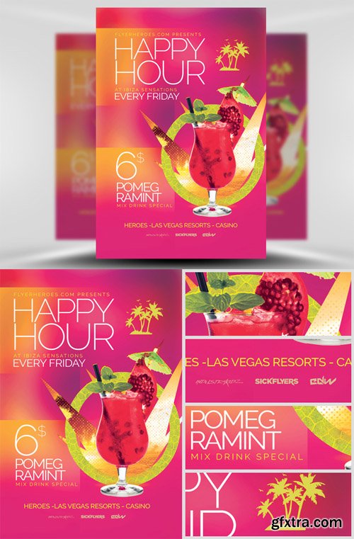 Minimal Happy Hour Flyer Template