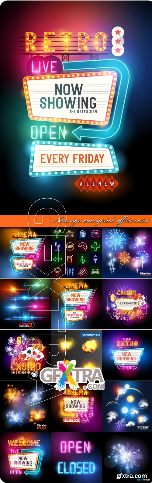 Neon sign and special effects vector