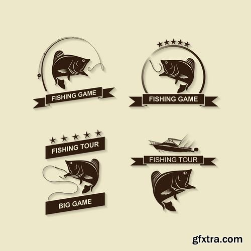 Fishing - Collection of labels and signs in Vector