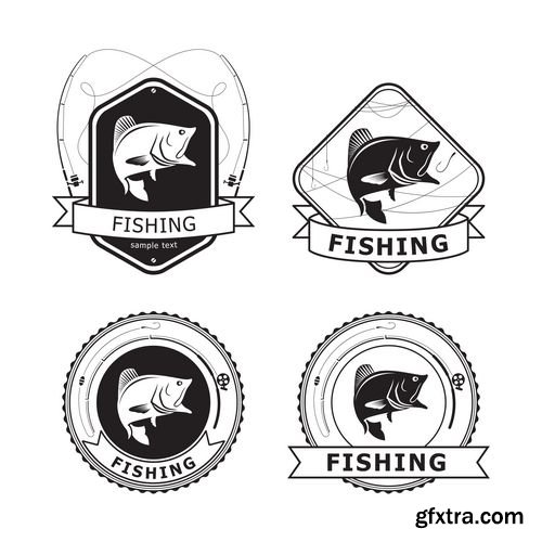 Fishing - Collection of labels and signs in Vector