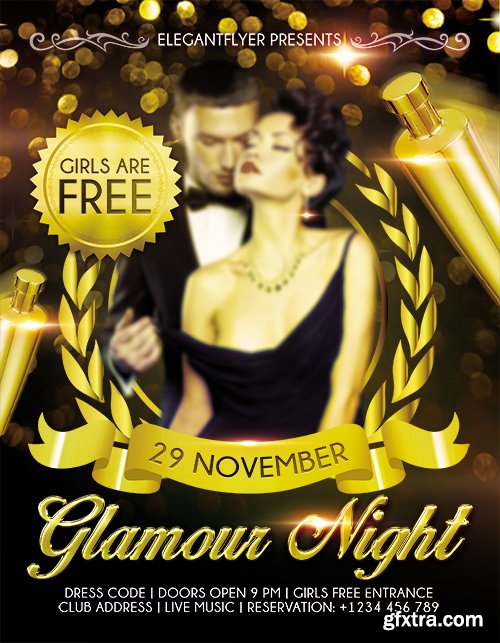 Glamour Night Flyer PSD Template + Facebook Cover