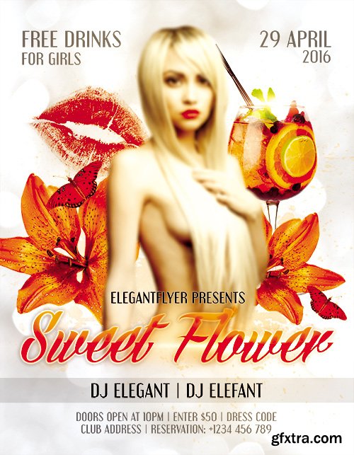 Sweet Flower Flyer PSD Template + Facebook Cover