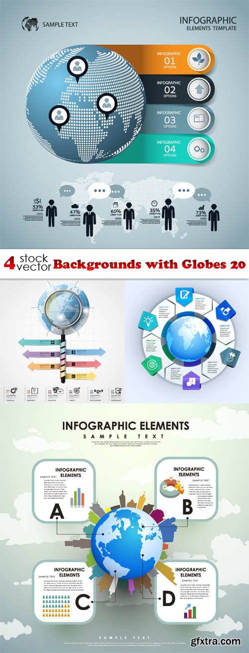 Vectors - Backgrounds with Globes 20