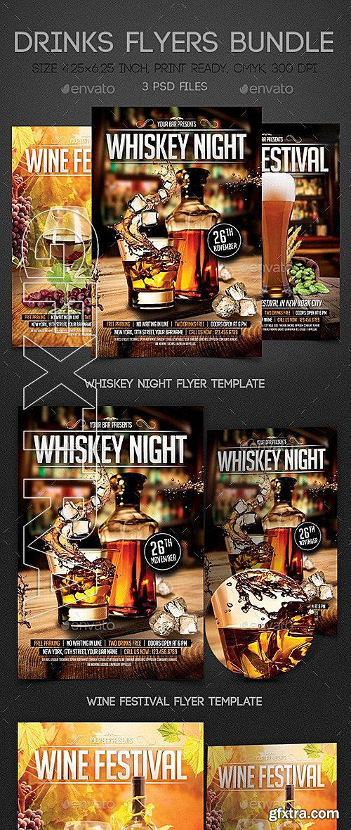 GraphicRiver - Drinks Flyers Bundle 9523295