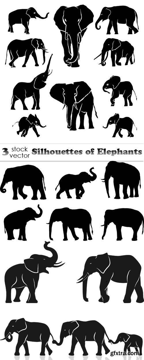 Vectors - Silhouettes of Elephants