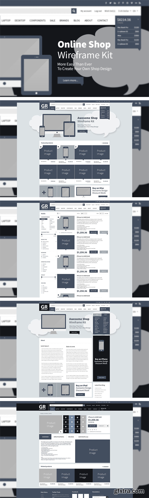 CM 38125 - Online Shop Webdesign Wireframe Kit