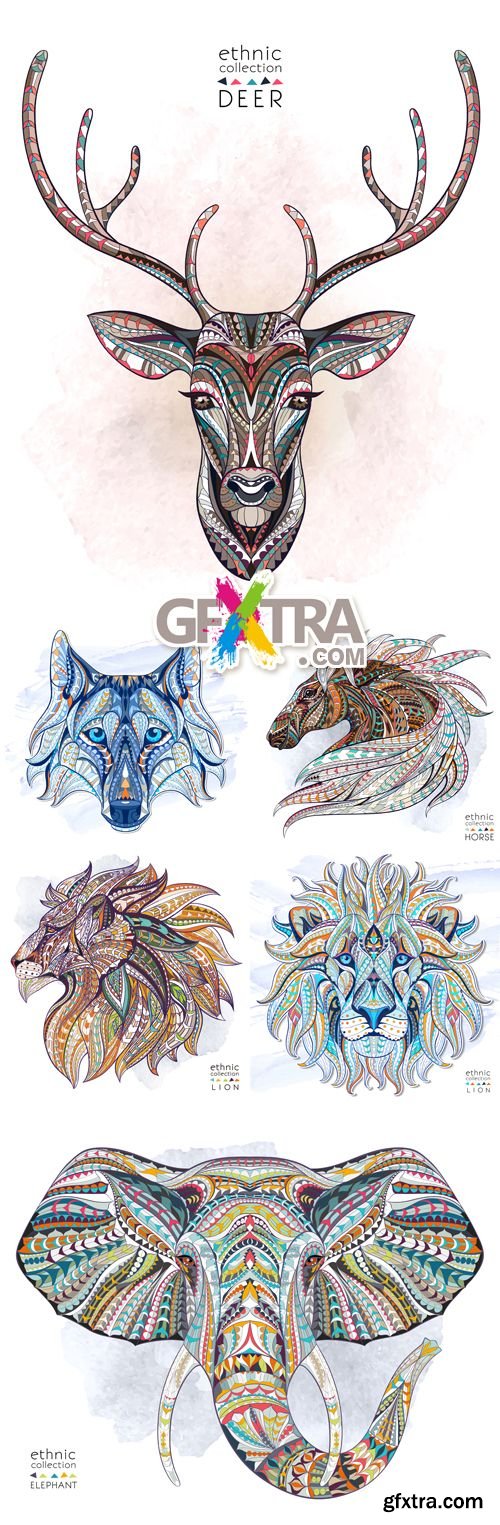 Ethnic Style Animals Vector