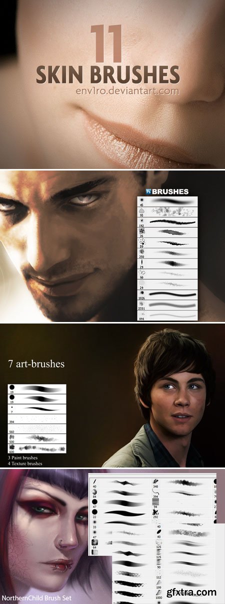 Human Skin & Art Brushes with Textures for Photoshop » GFxtra