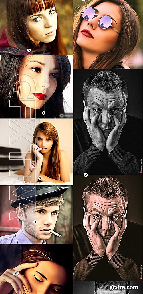 GraphicRiver - 4 in 1 Oil Painting Effects Bundle vol2 12580490