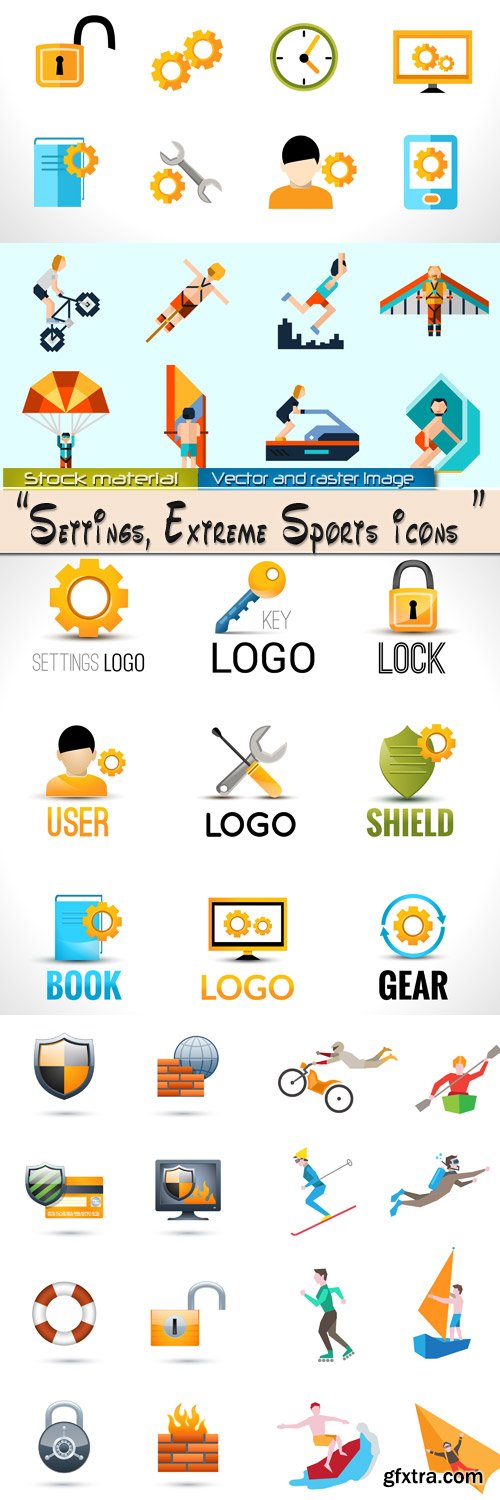 Icons - Security settings and Extreme sport