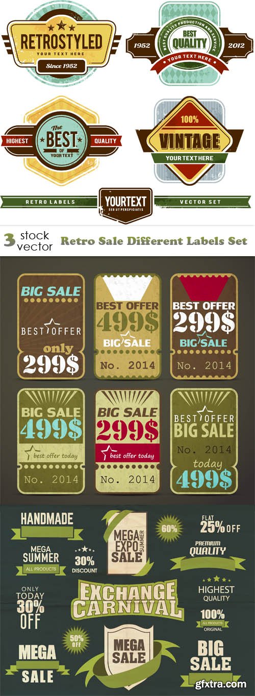 Vectors - Retro Sale Different Labels Set