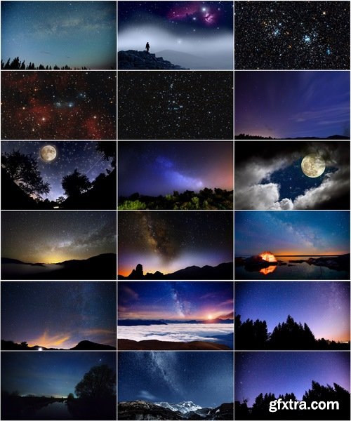 Collection of nature landscape starry sky star constellation of the Milky Way 25 HQ Jpeg