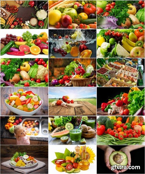 Collection of fruit vegetables food vegetarian meal 25 HQ Jpeg