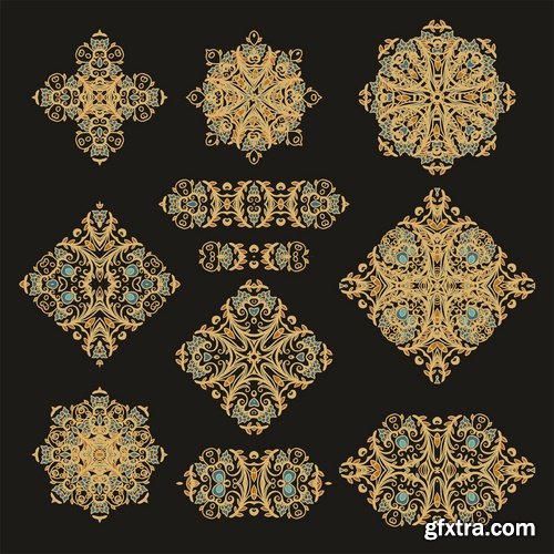 Collection of vector image calligraphic elements vintage design element a background #12-25 EPS