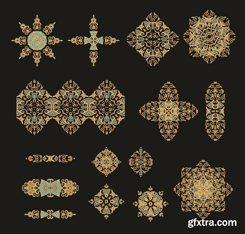 Collection of vector image calligraphic elements vintage design element a background #12-25 EPS