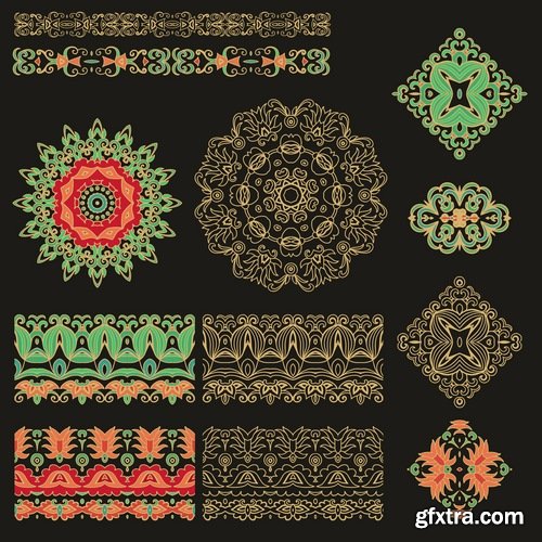 Collection of vector image calligraphic elements vintage design element a background #12-25 EPS