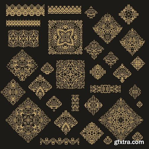 Collection of vector image calligraphic elements vintage design element a background #12-25 EPS