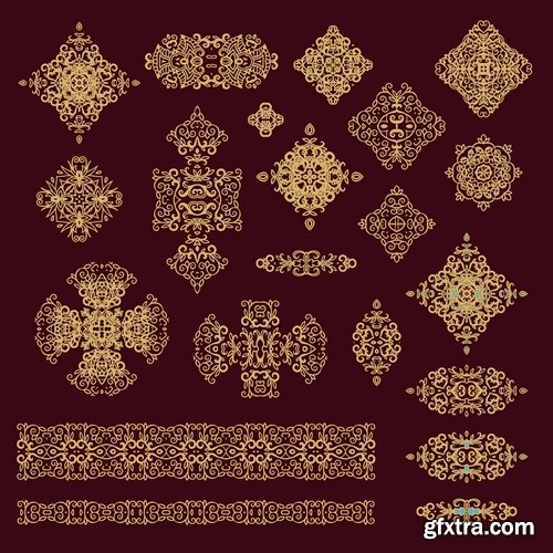 Collection of vector image calligraphic elements vintage design element a background #12-25 EPS