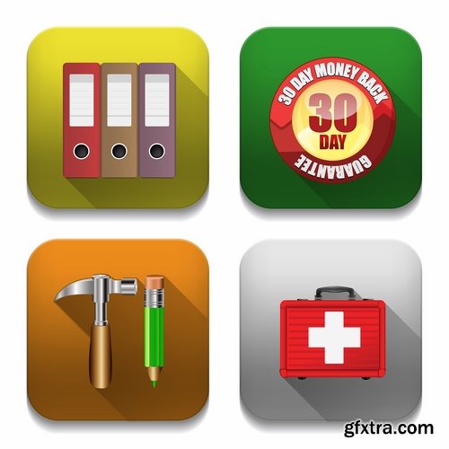 Collection of vector image various flat icons on various subjects #8-25 Eps
