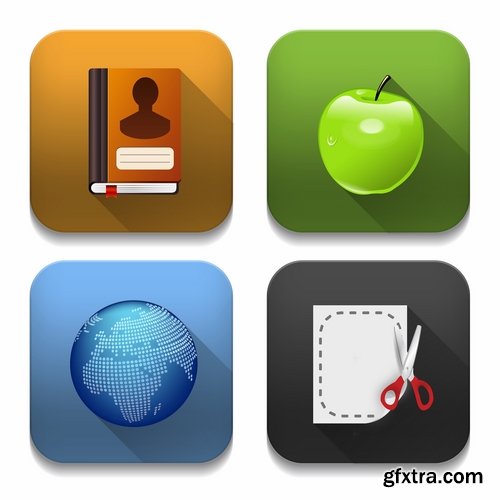 Collection of vector image various flat icons on various subjects #8-25 Eps