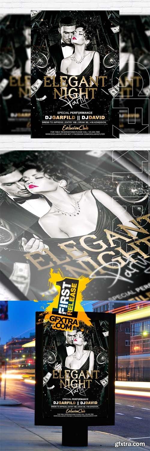 Elegant Night Party - Flyer Template + Facebook Cover