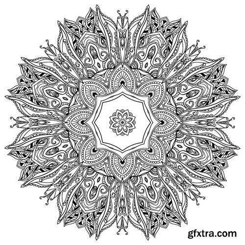 Stock Vectors - Ornament black white card with mandala 6, 25xEPS