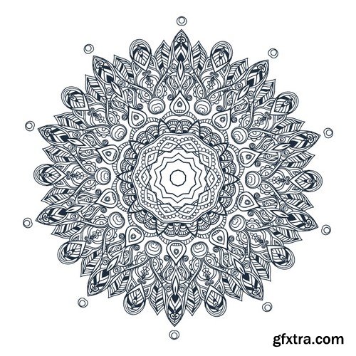 Stock Vectors - Ornament black white card with mandala 6, 25xEPS