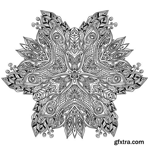 Stock Vectors - Ornament black white card with mandala 6, 25xEPS