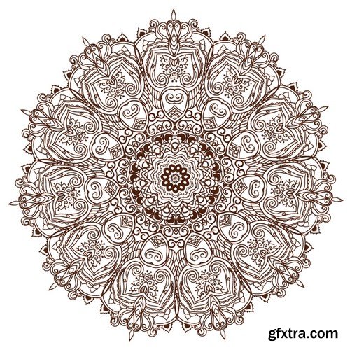 Stock Vectors - Ornament black white card with mandala 6, 25xEPS