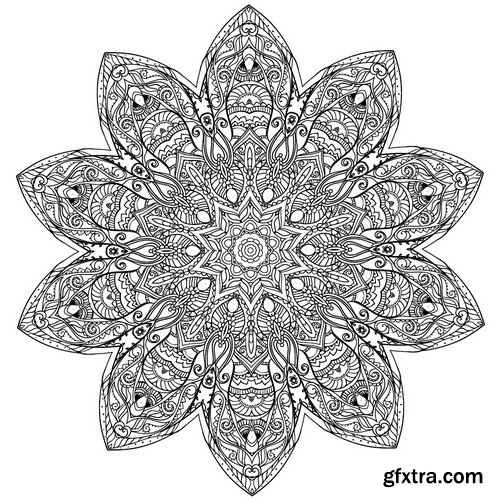 Stock Vectors - Ornament black white card with mandala 6, 25xEPS