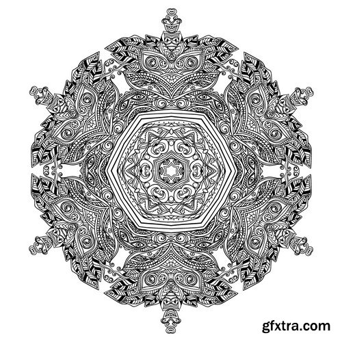 Stock Vectors - Ornament black white card with mandala 6, 25xEPS