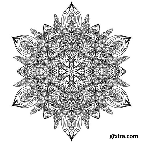 Stock Vectors - Ornament black white card with mandala 6, 25xEPS