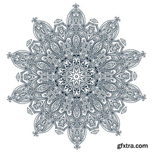 Stock Vectors - Ornament black white card with mandala 6, 25xEPS