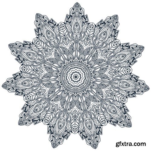 Stock Vectors - Ornament black white card with mandala 6, 25xEPS