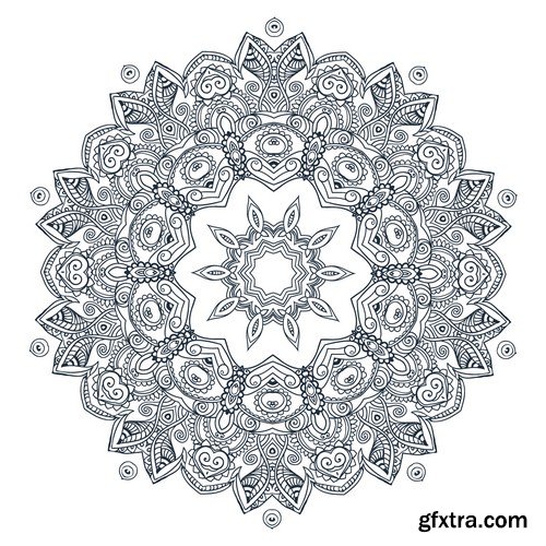 Stock Vectors - Ornament black white card with mandala 6, 25xEPS