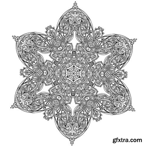 Stock Vectors - Ornament black white card with mandala 6, 25xEPS