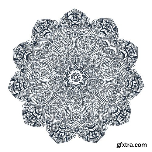 Stock Vectors - Ornament black white card with mandala 6, 25xEPS