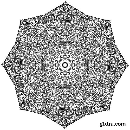 Stock Vectors - Ornament black white card with mandala 6, 25xEPS