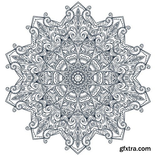 Stock Vectors - Ornament black white card with mandala 6, 25xEPS