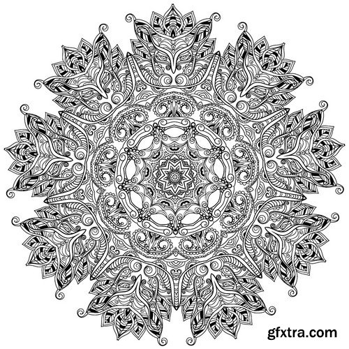 Stock Vectors - Ornament black white card with mandala 6, 25xEPS