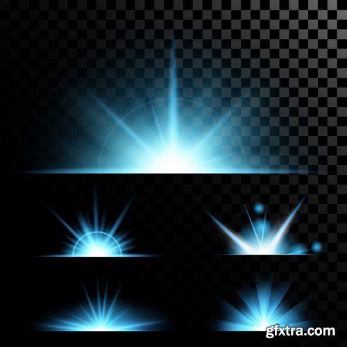 Stock Vectors - Vector set of glow light effect stars bursts with sparkles, 25xEPS