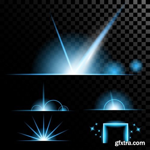 Stock Vectors - Vector set of glow light effect stars bursts with sparkles, 25xEPS