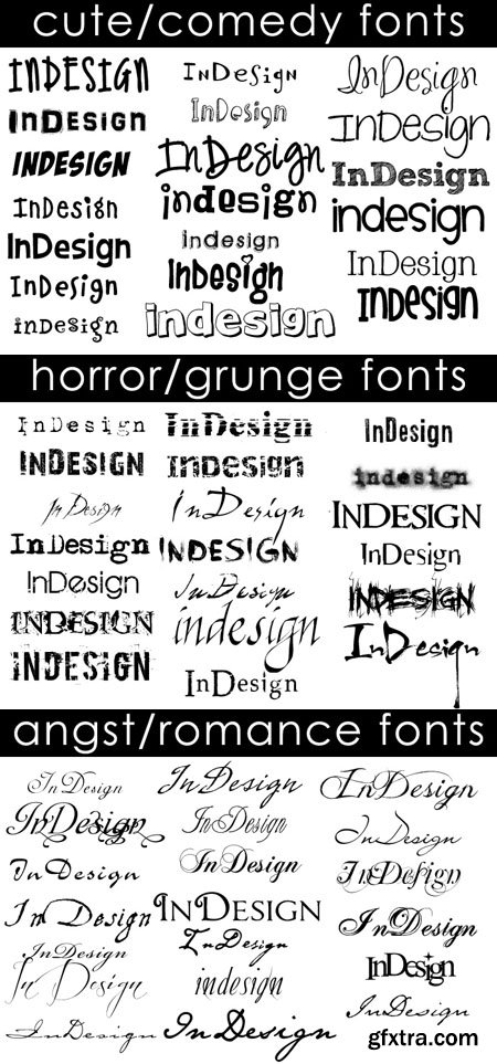 Cute-Comedy, Horror-Grunge and Angst-Romance Fonts