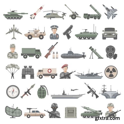 Army and survivals in wood - Collection icons in Vector